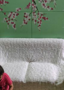 Textured White Sofa Throw
