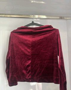 Burgundy Velvet Long Sleeve Top