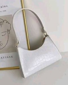 SAVANA White Croc Shoulder Bag