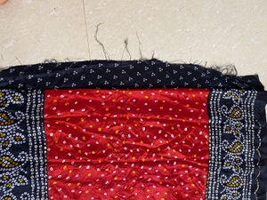 ❤️Red &amp; Black Bandhani Saree💥