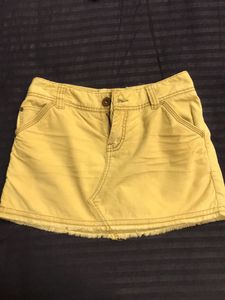 Tan Mini Skirt with Raw Hem