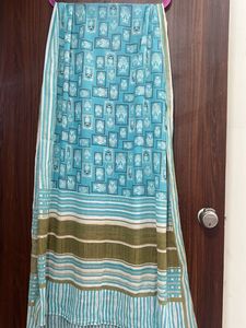 Classy Light Blue Printed Dupatta