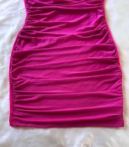 Urbanic Pink Mesh Bodycon Mini Dress