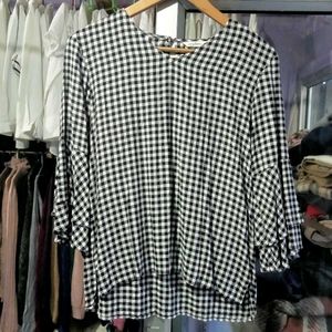 Checked Peplum Top