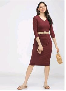 Price Drop Alert 🔥 Burgundy Bodycon Midi