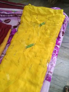 Yellow Embellished Fabric
