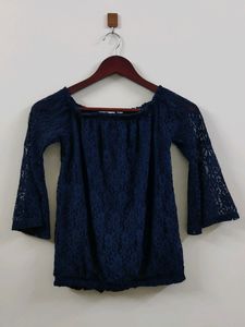 Navy Lace Top