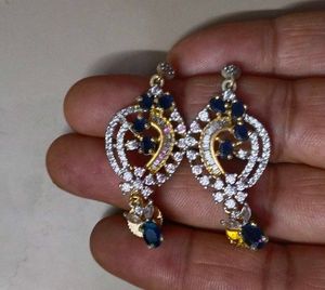 Elegant Blue Stone Earrings and with american diam
