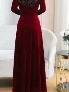 Red And Royal Blue Velvet Gown