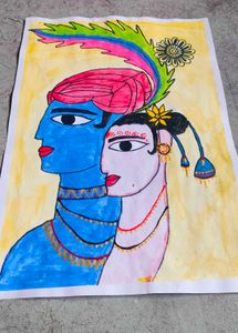 Radha Krishna Abstract Painting 🎨