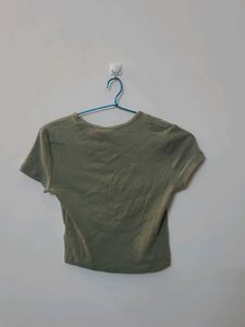 Olive Green Crop Top - Casual Style