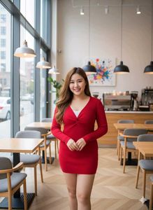 Chic Red Long Sleeve Mini Dress