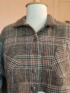 Cropped Plaid Flannel Jacket
