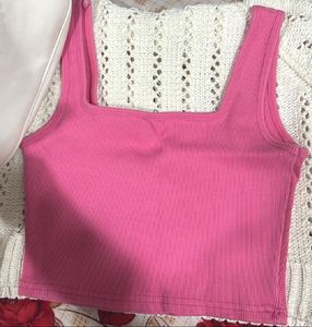 HOT PINK RIBBED TANK TOP