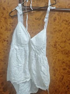 Off White Halter neck Kurti backless