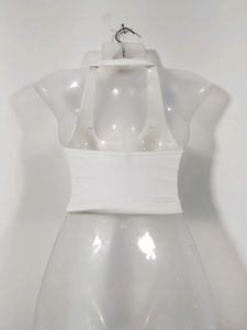H&amp;M White Halter Neck Top