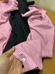 pink off shoulder black dress