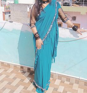 beautiful stitch saree with blouse