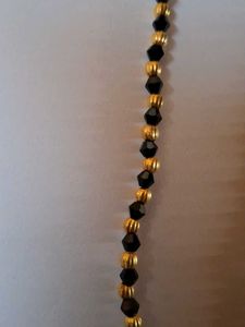 Ornate Gold &amp; Black Beaded Necklace