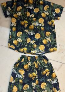 Cute Lemon Print Kids Outfit