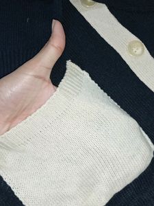 Oversized Black And Beige Cardigan
