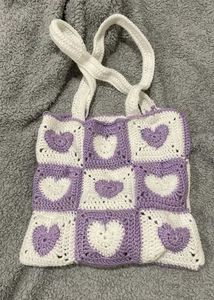 Heart Crochet Granny Square Tote