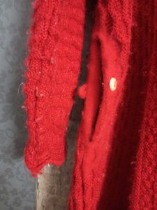 Red Knit Long Sweater Shrug
