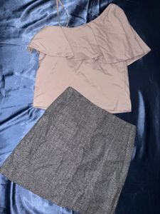 off shoulder top & mini skirt
