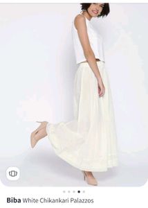 Biba Chikankari Pallazo - White Cotton