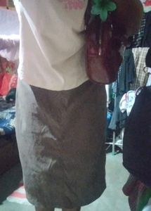 Brown A Line, Knee Length Skirt, Midi Skirt