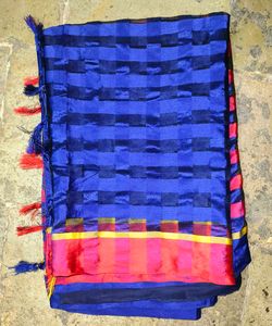 Blue Checked Saree