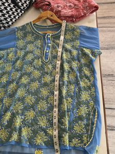 Embroidered Blue Half Kurta