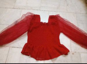 Red Peplum Top
