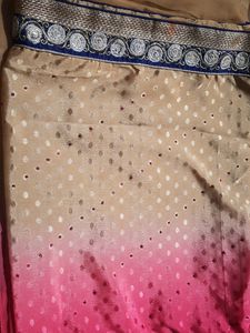 Blue And Pink Gradient Saree