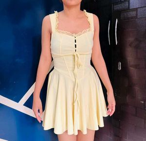 Solid Yellow cute dress