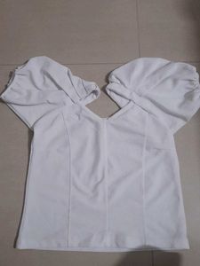 White Puff Sleeve Top