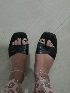 Black Heeled Slide Sandals