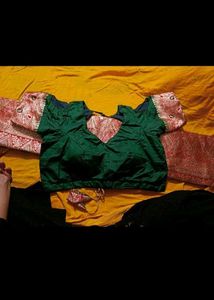 Pure silk banarsi saree with stitched blouse