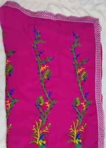 Pink Embroidered Saree