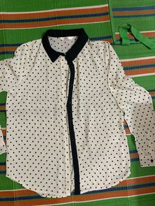 Polka Dot White Full Sleeves Shirt