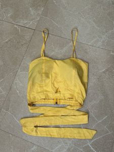 Yellow Tie-Up Crop Top