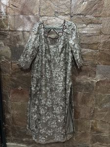 Elegant Grey Floral Dress