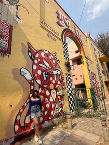 Cute Denim Mini Skirt With Blue Ribbed Top