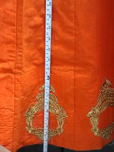 1-TimeUsed Orange Embroidered Lehenga Skirt