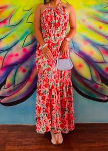 Backless Designer Flower Dress
