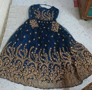 Navy Blue Gown With Duppatta