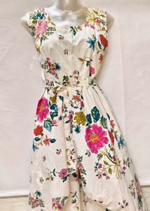 New High Low Floral Print Dress For Medium Size