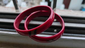 Red Glass Bangles - Set of 2