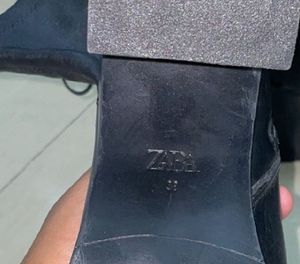 Zara Leather Ankle Heeled Boots