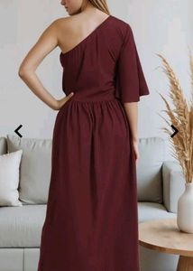 Burgundy One Shoulder Maxi Dress